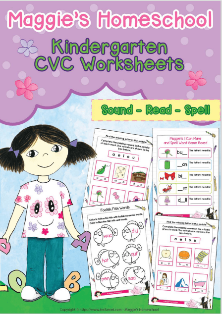 Maggie’s Homeschool Kindergarten CVC Worksheets
